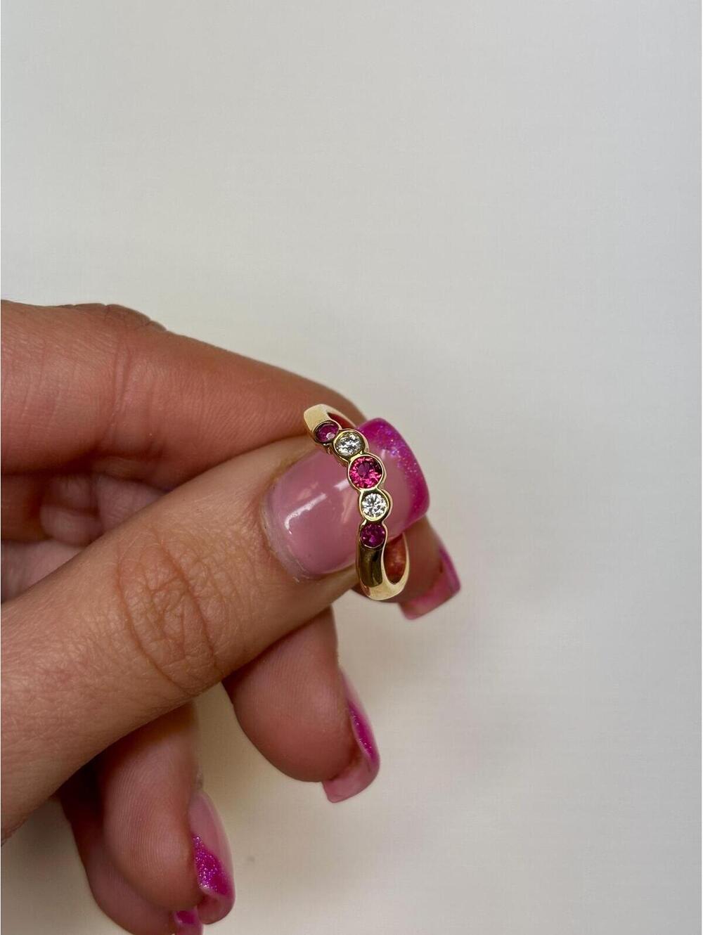 14k Yellow Gold Ruby and Diamond Ring Antique - Picture 3 of 7